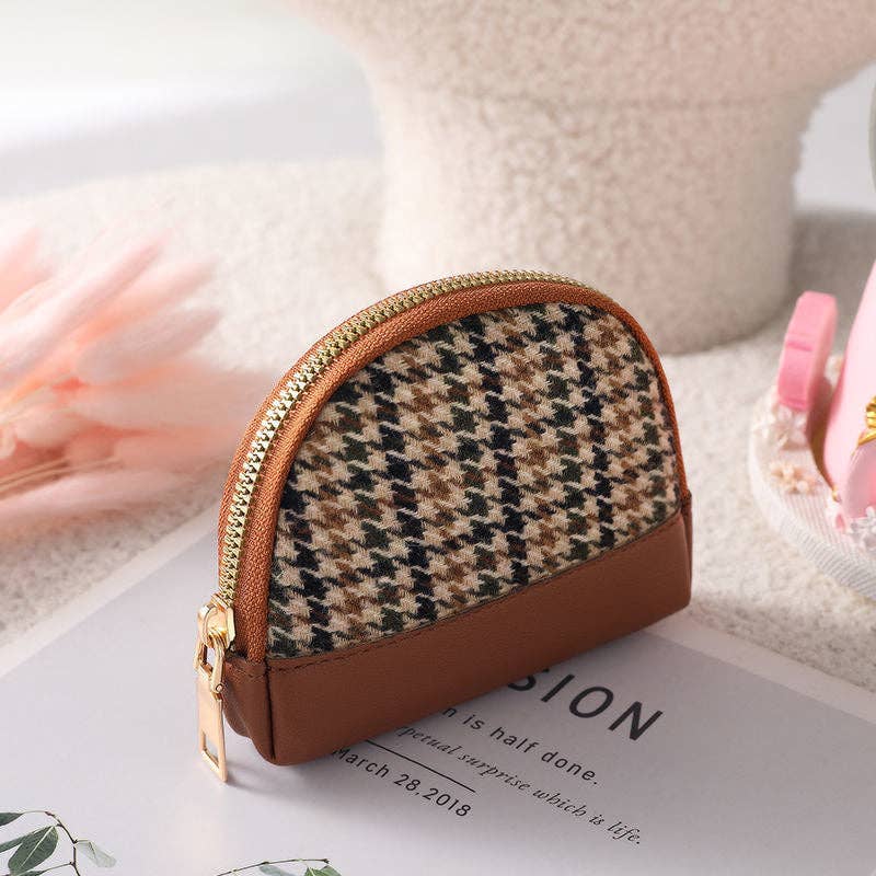 Houndstooth Zipper Purse