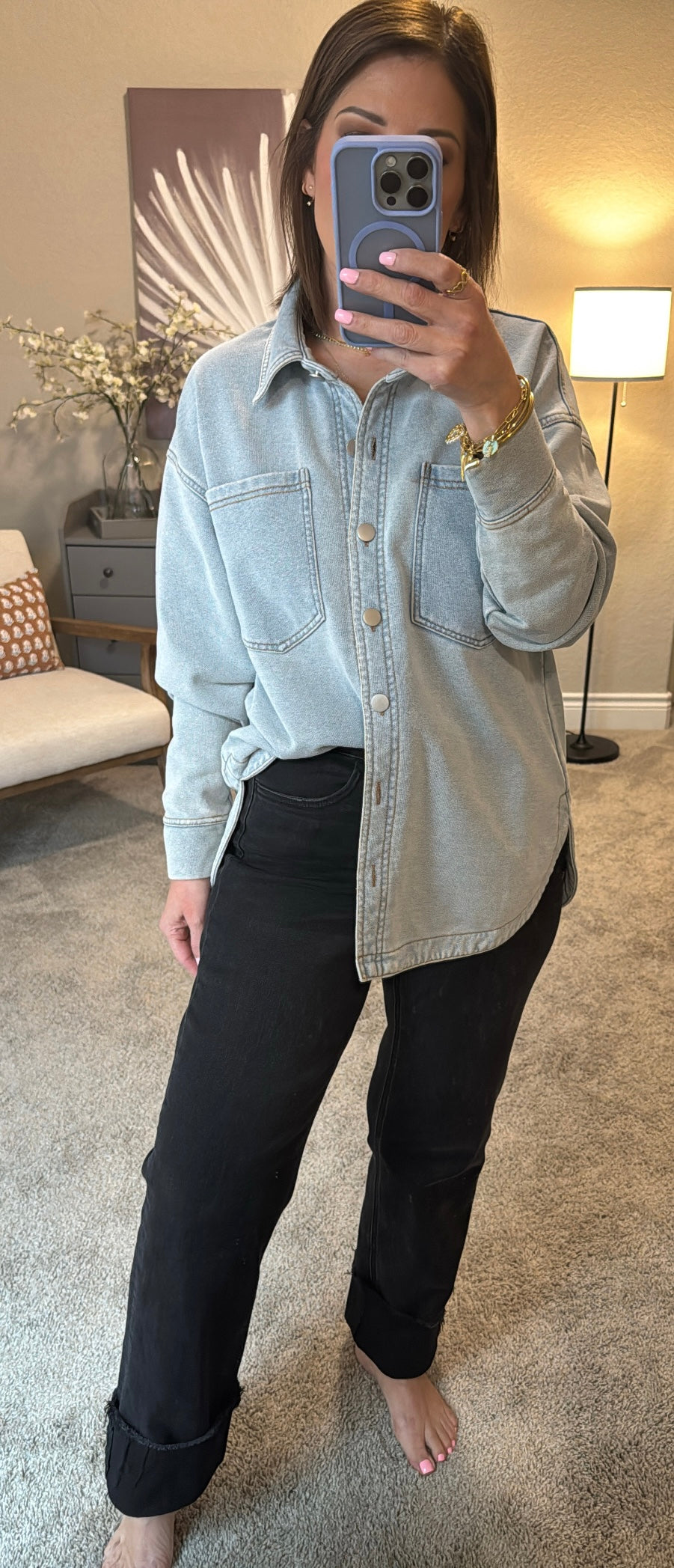 Micah French Terry Denim Shacket