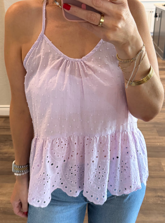 Harper Peplum Halter Top/Lavender/FINAL SALE