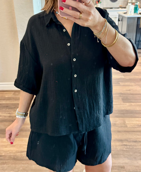 Sable Shirt & Flowy Shorts Sets/FINAL SALE