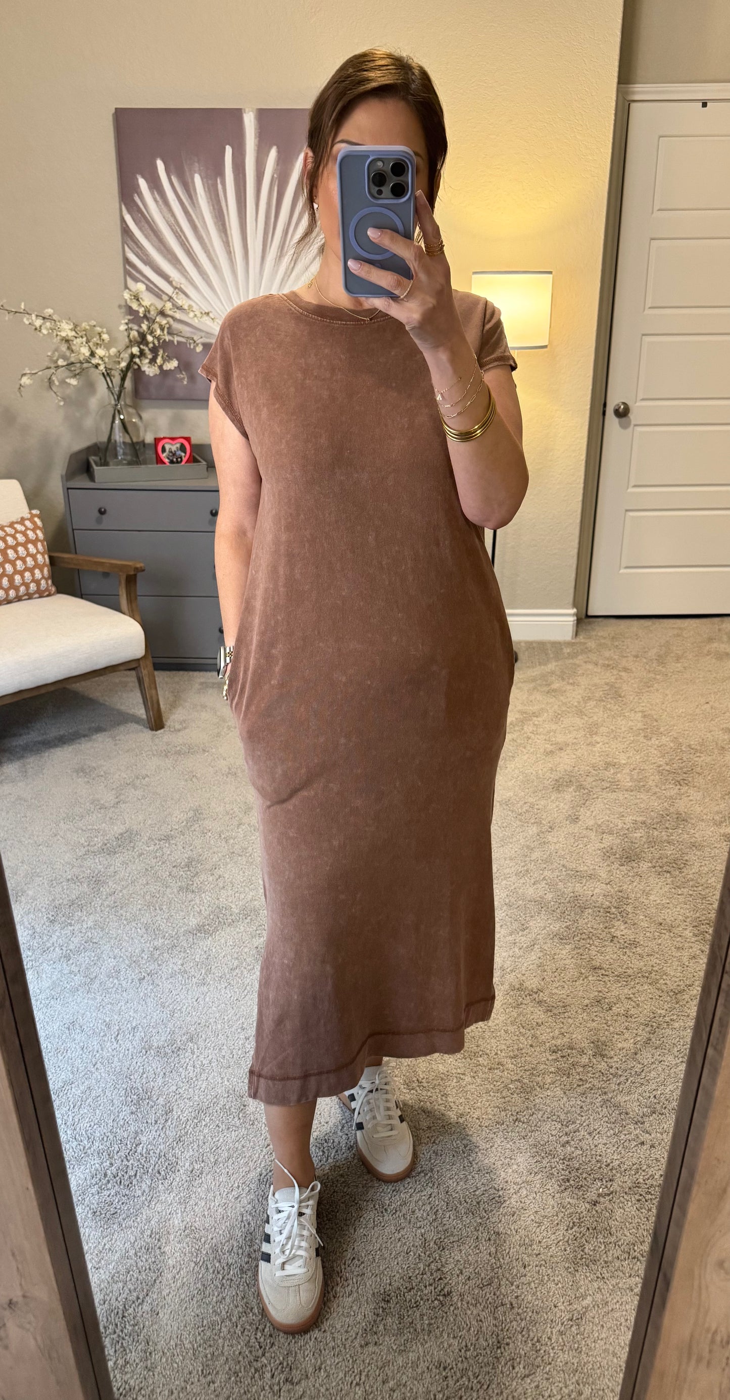 Tessa Sleeveless Midi Dress/Chestnut