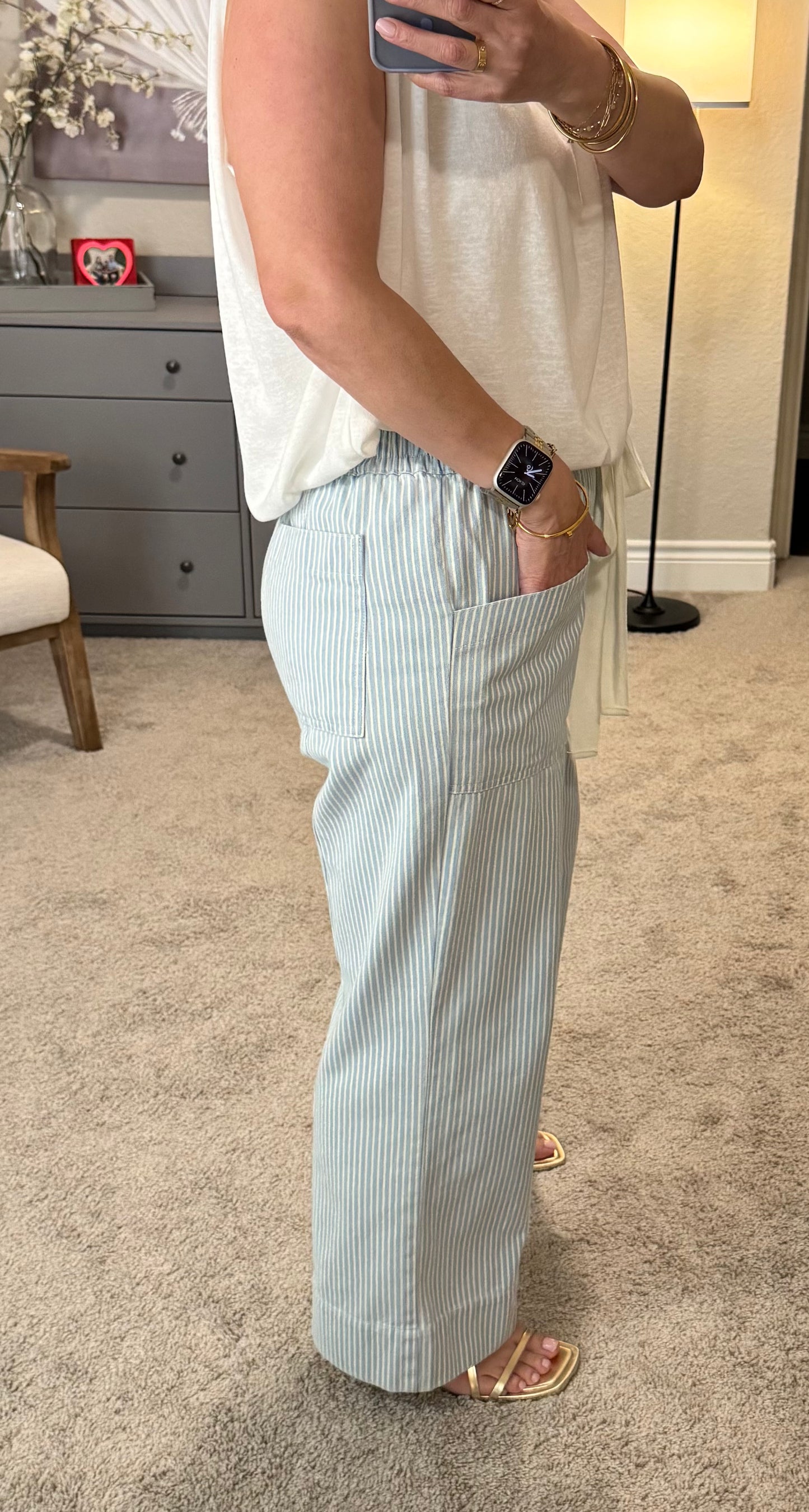 Dazed Striped Wide Leg Cropped Pants