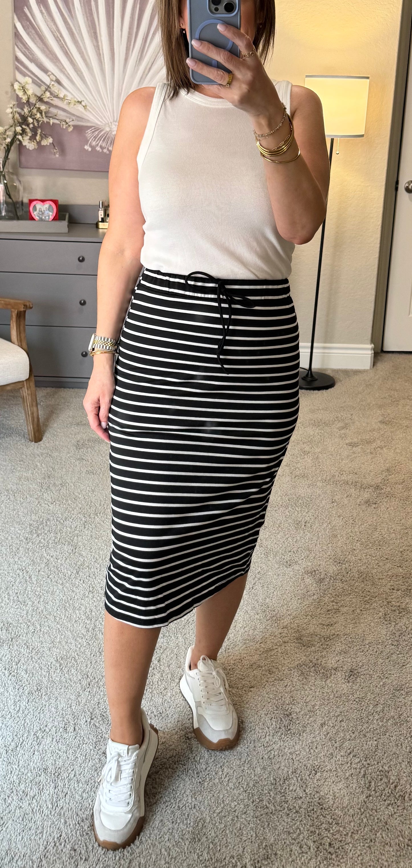 Jayden Striped Top & Midi Skirt Set