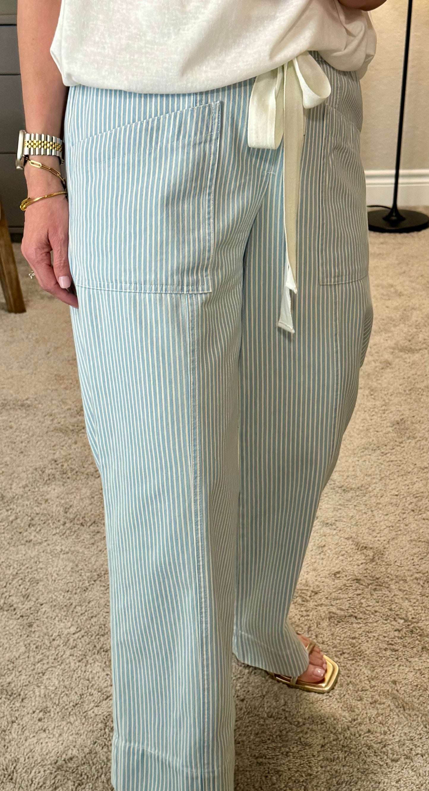 Dazed Striped Wide Leg Cropped Pants
