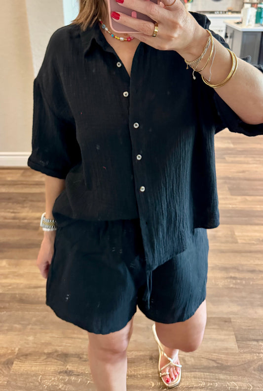Sable Shirt & Flowy Shorts Sets/FINAL SALE