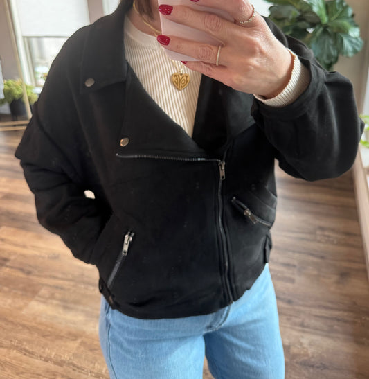 Charlie Faux Suede Biker Jacket/FINAL SALE