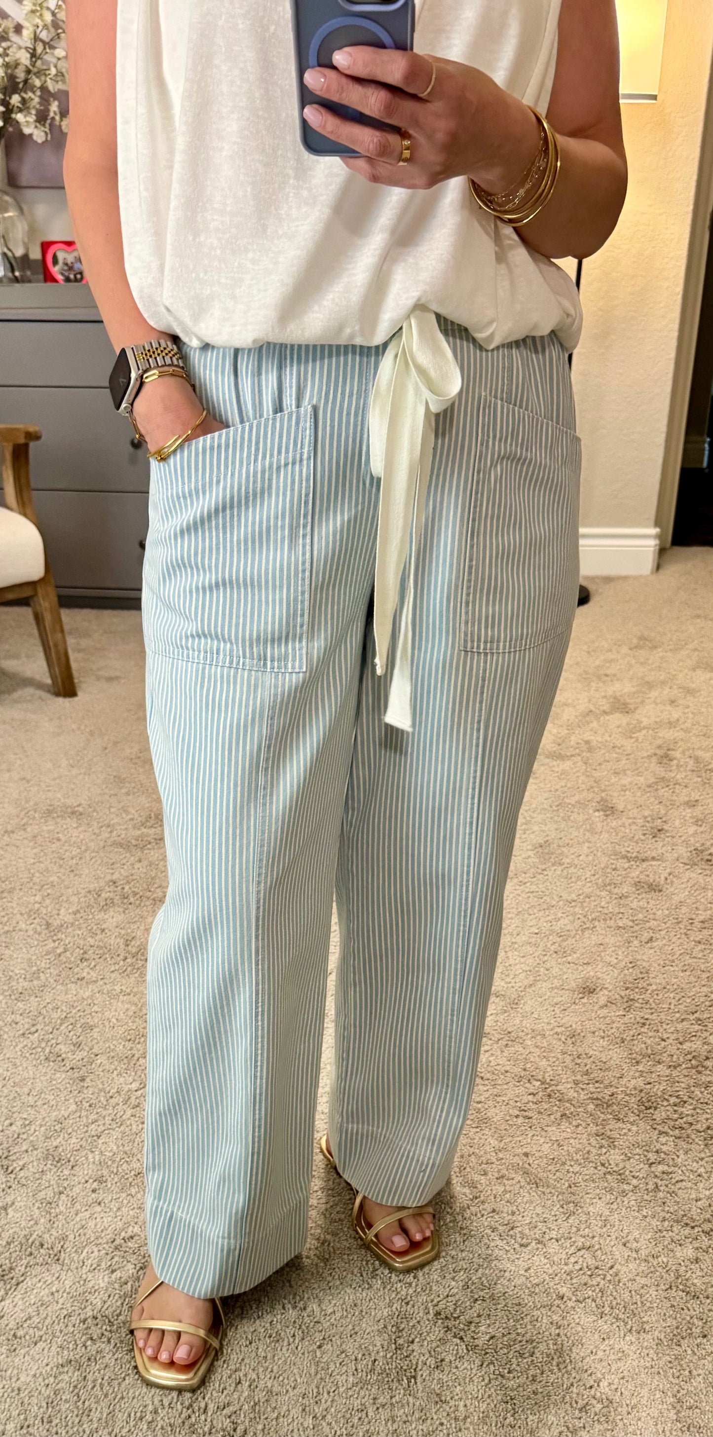 Dazed Striped Wide Leg Cropped Pants