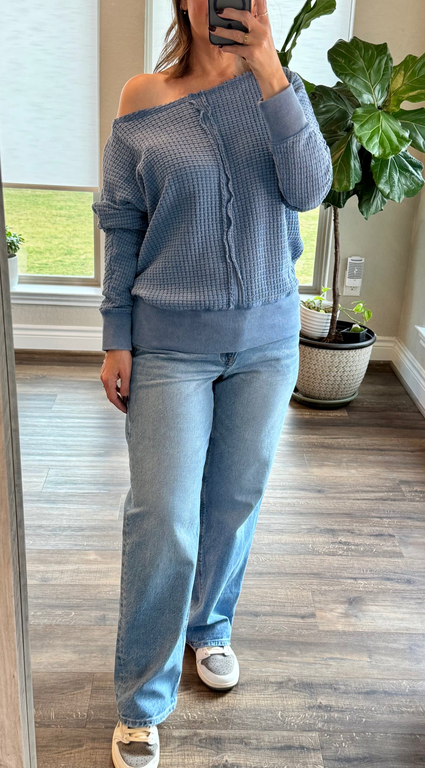 Colette Waffle Boat Neck Sweater