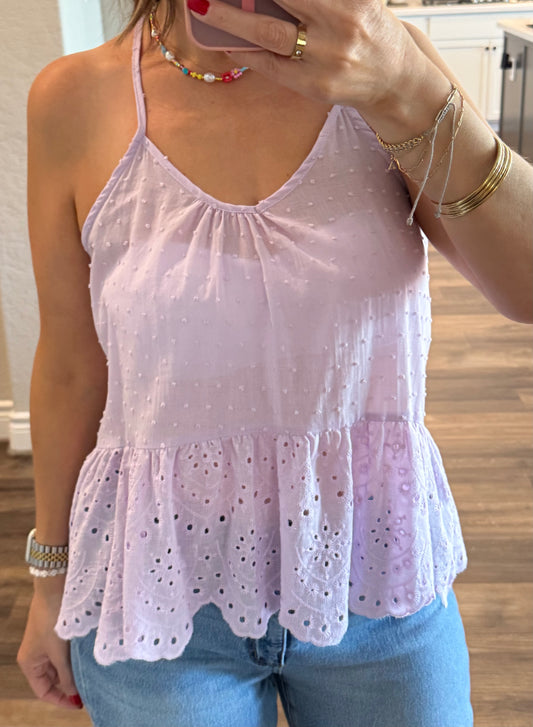 Harper Peplum Halter Top/Lavender/FINAL SALE