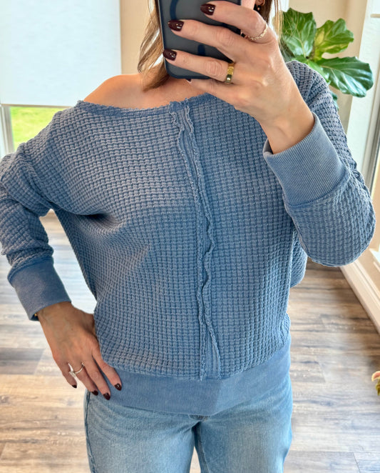 Colette Waffle Boat Neck Sweater