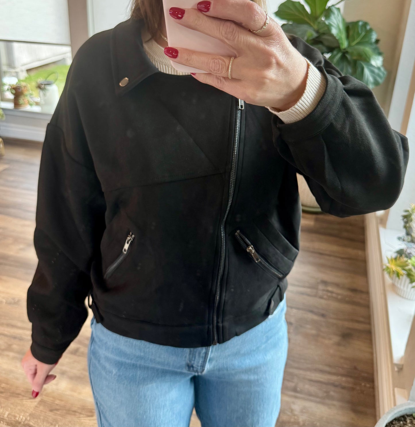 Charlie Faux Suede Biker Jacket/FINAL SALE