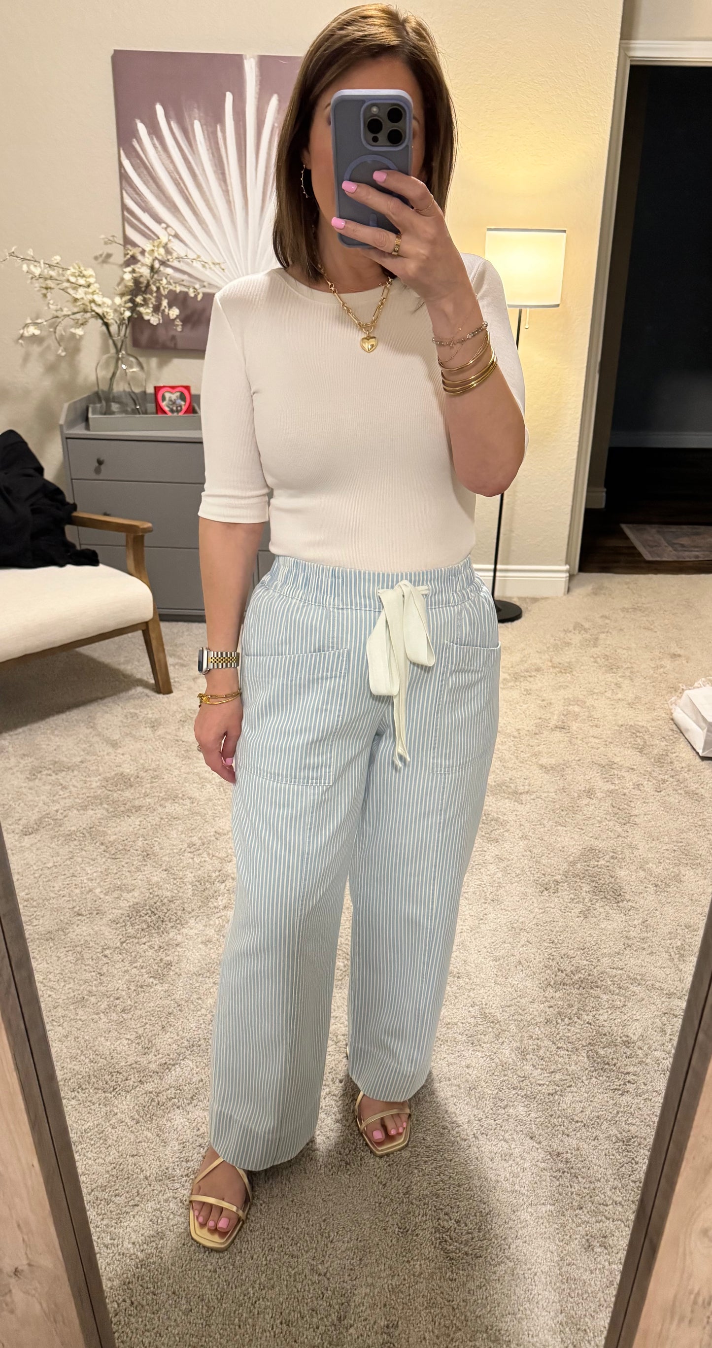 Dazed Striped Wide Leg Cropped Pants