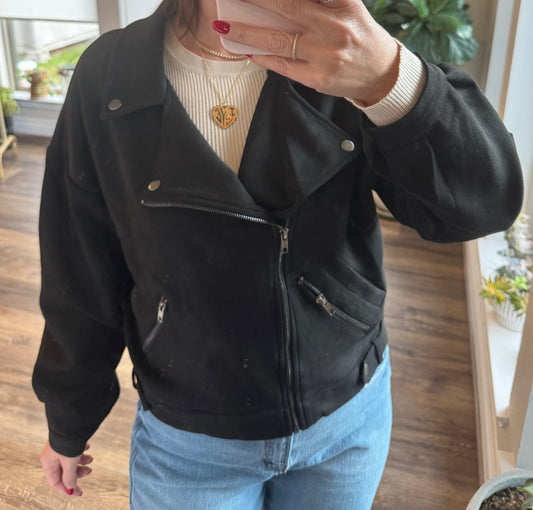 Charlie Faux Suede Biker Jacket/FINAL SALE
