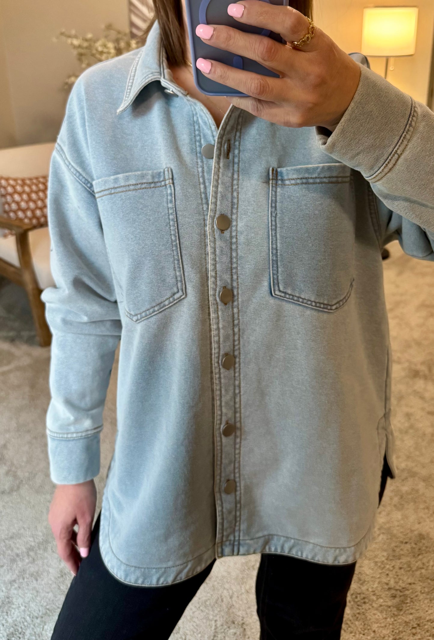 Micah French Terry Denim Shacket