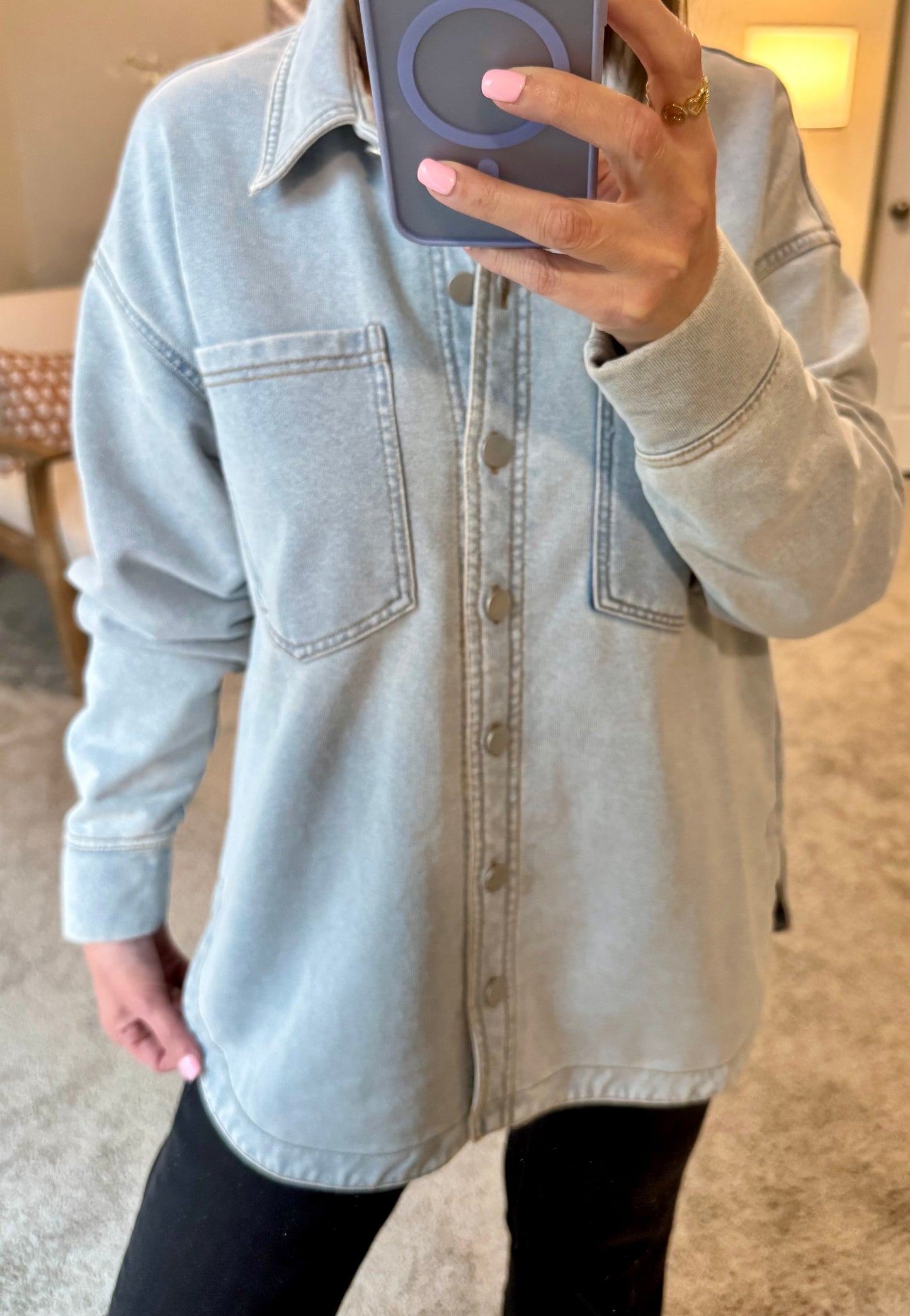 Micah French Terry Denim Shacket
