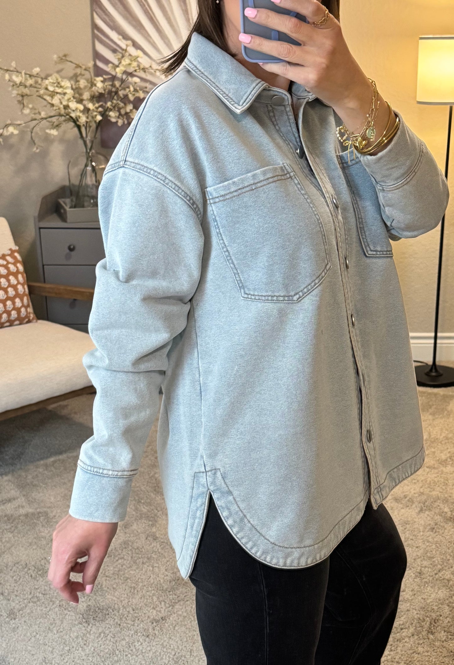 Micah French Terry Denim Shacket