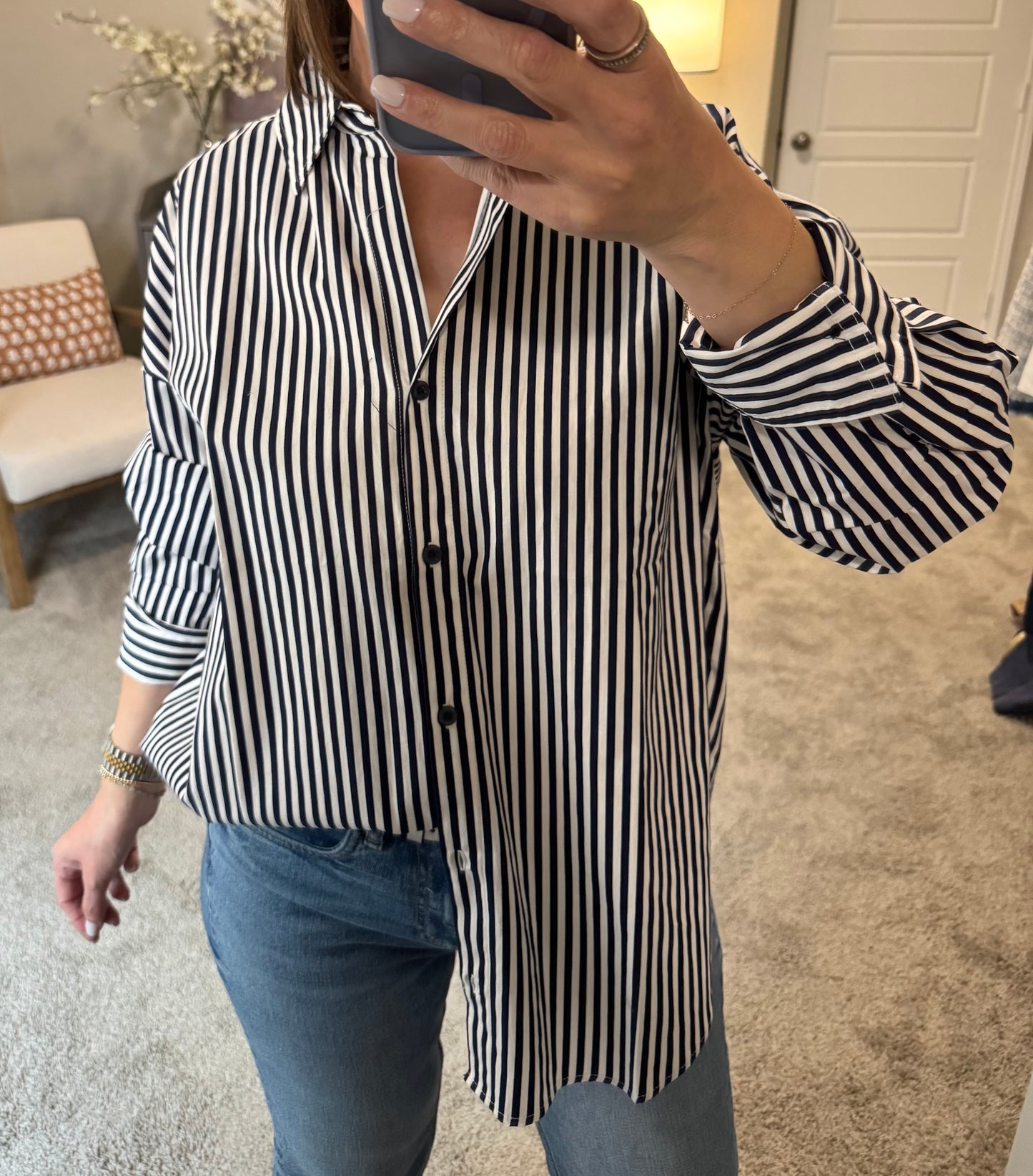 Theo Poplin Button Down Shirt/Striped
