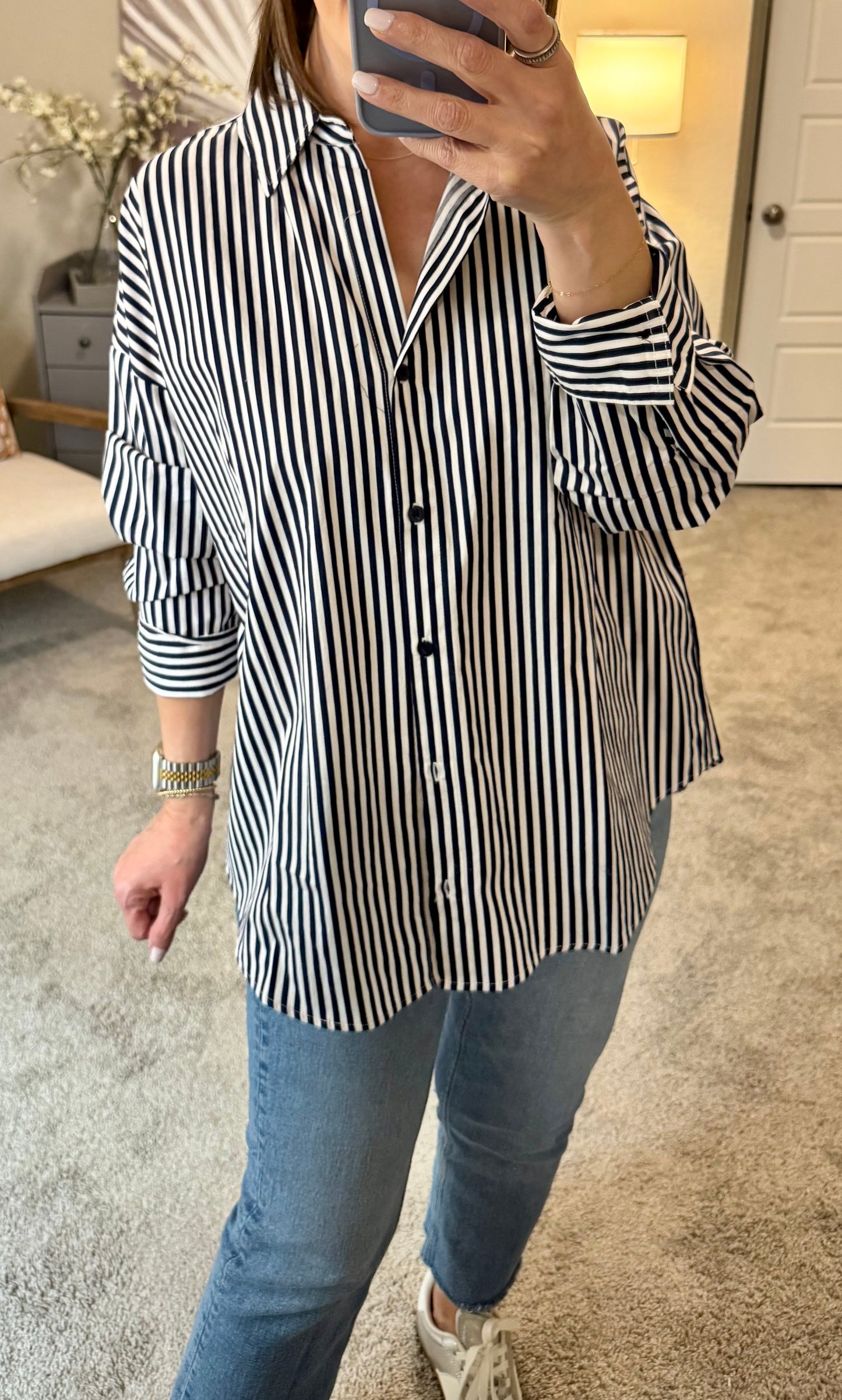 Theo Poplin Button Down Shirt/Striped