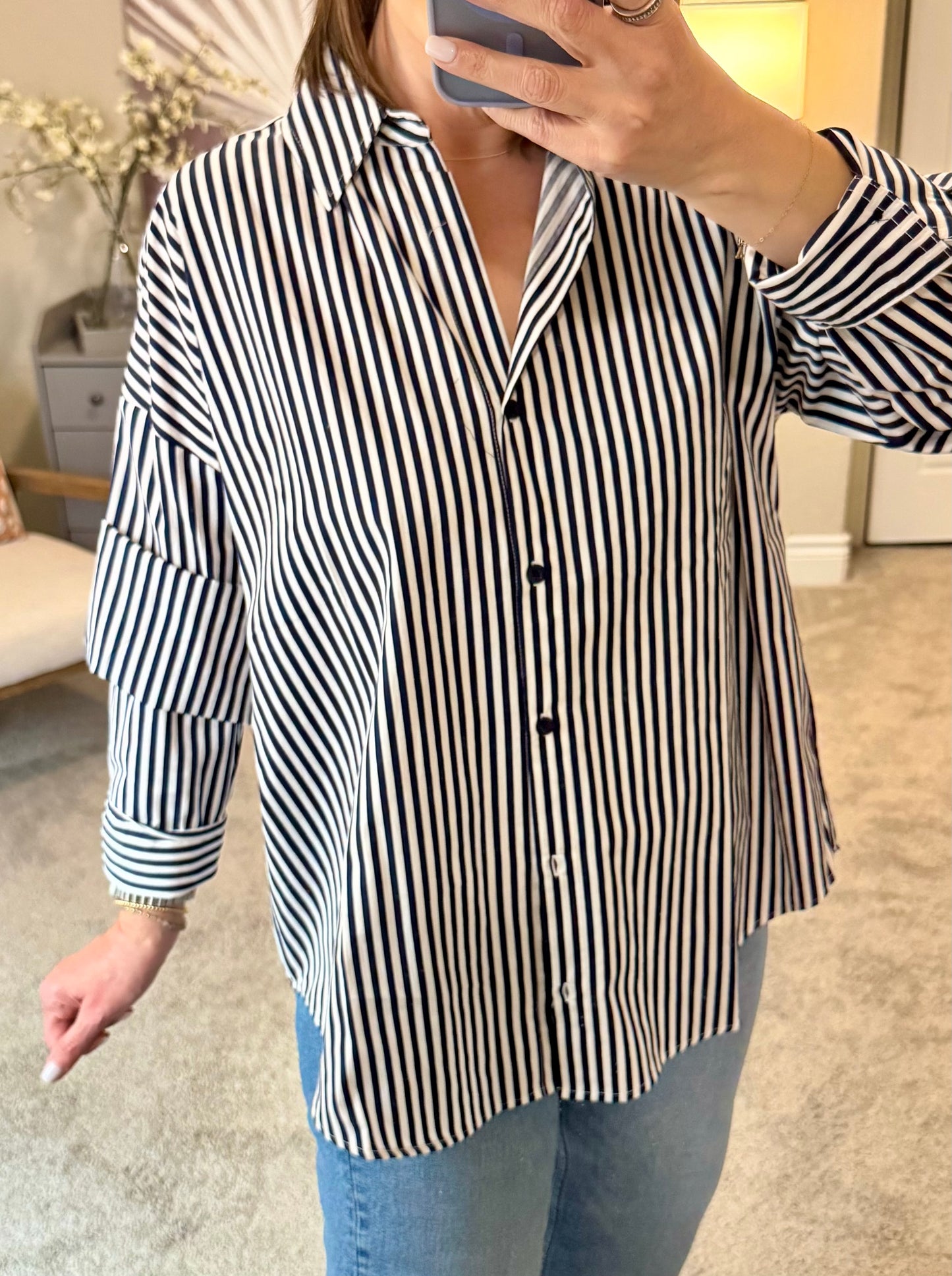 Theo Poplin Button Down Shirt/Striped