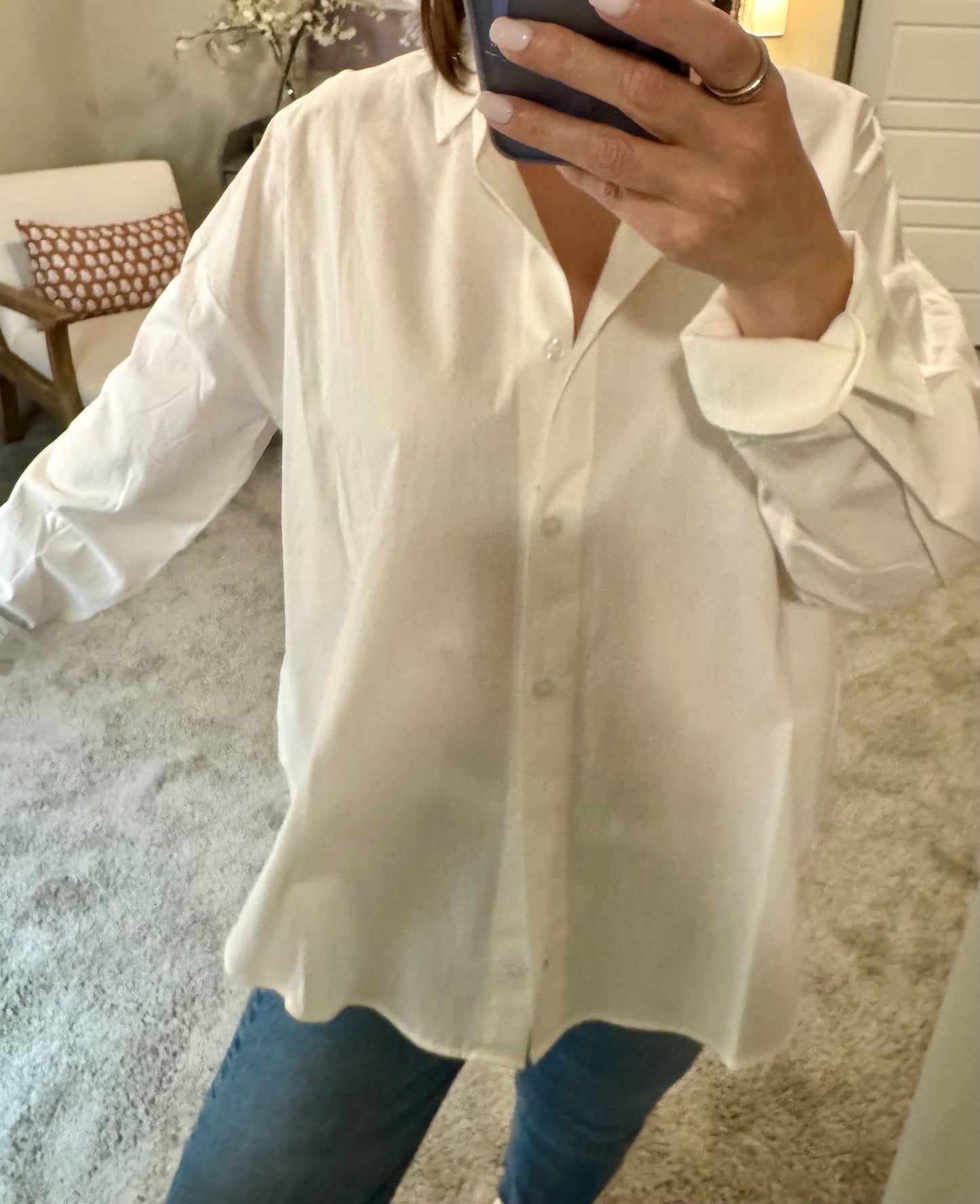 Theo Poplin Button Down Shirt/White