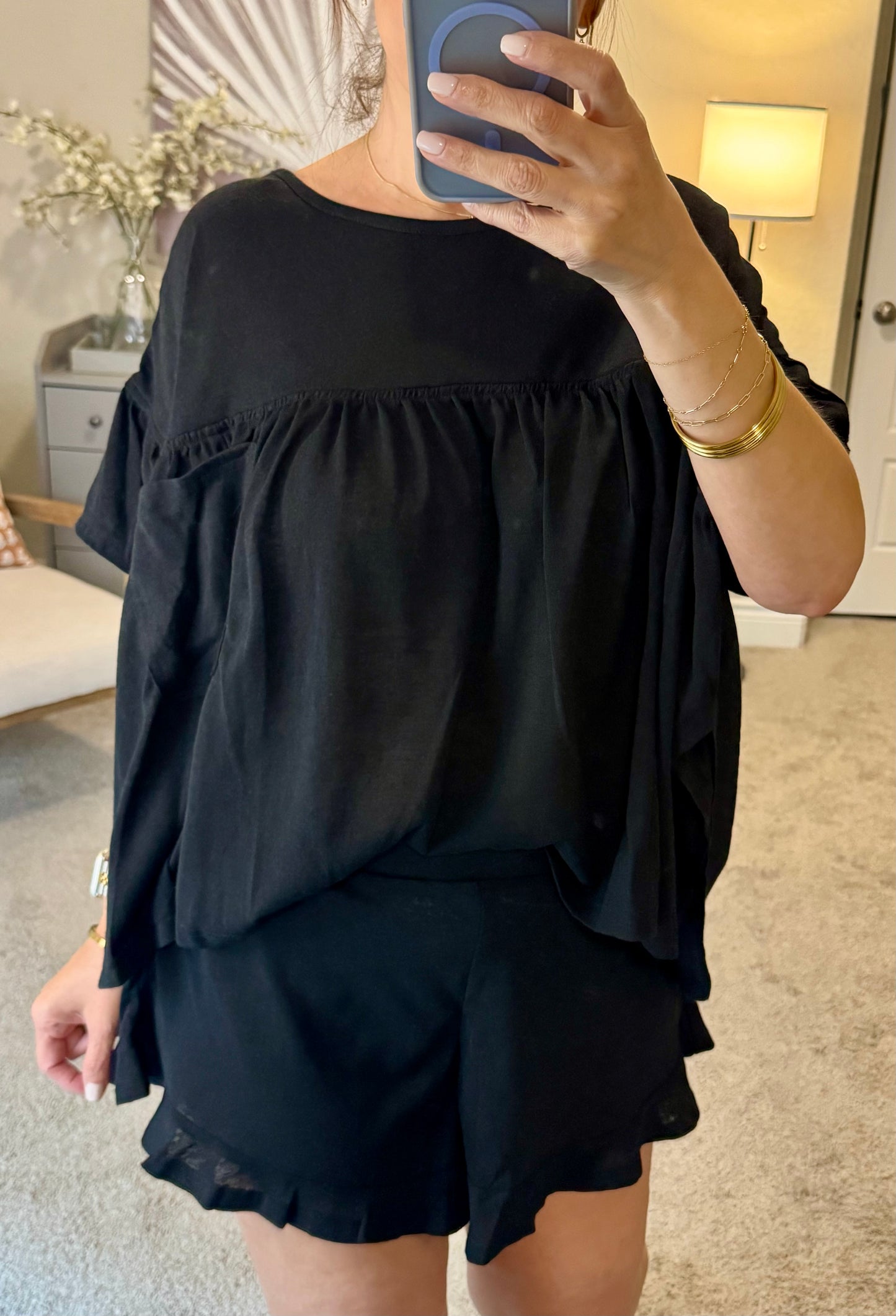 Sirena Slub Top and Flowy Shorts Set/FINAL SALE