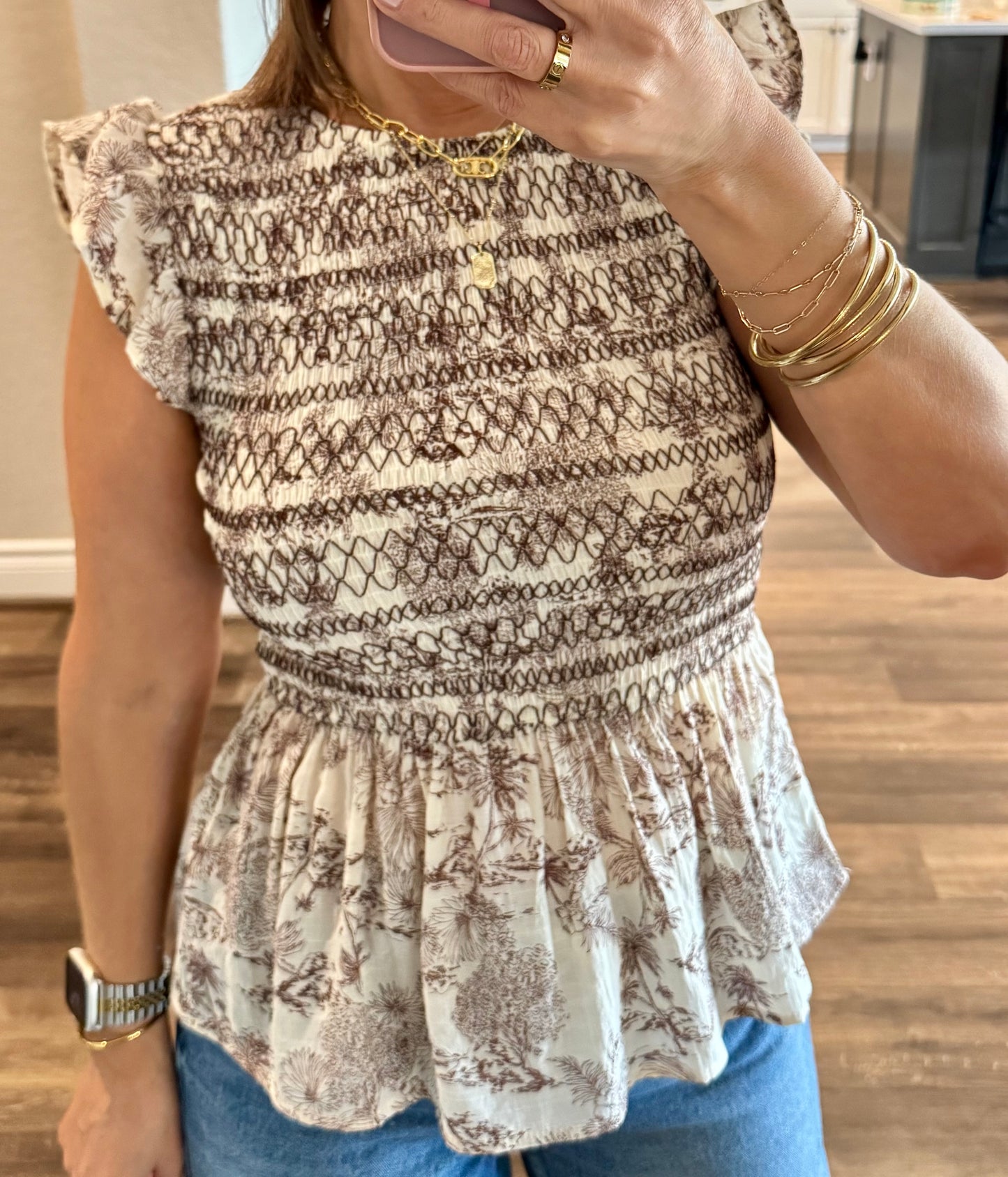 Palm Smocked Blouse