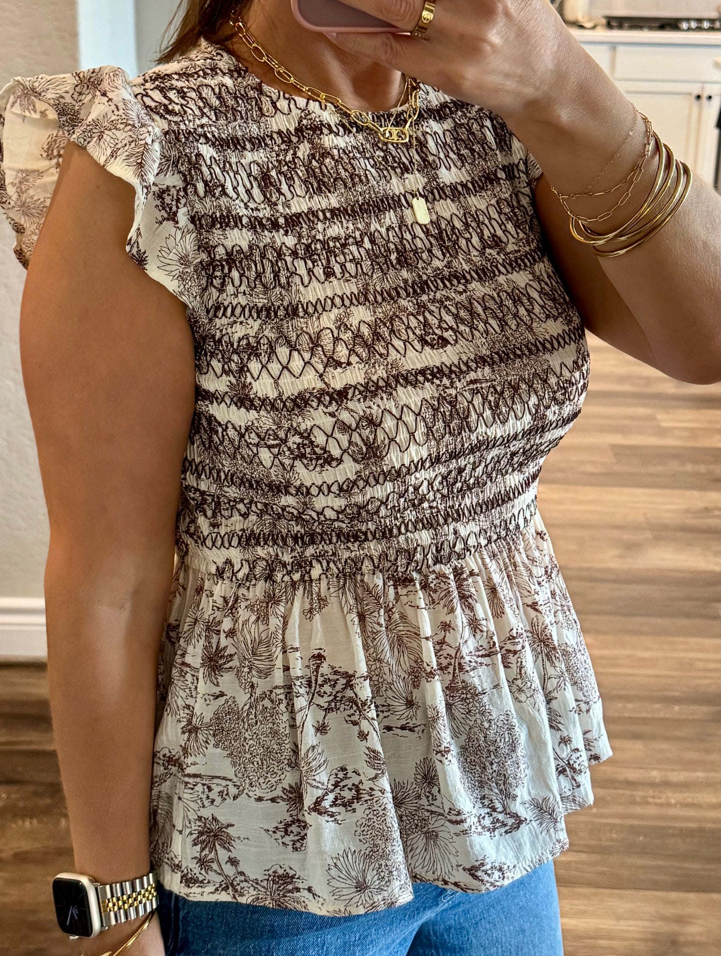Palm Smocked Blouse
