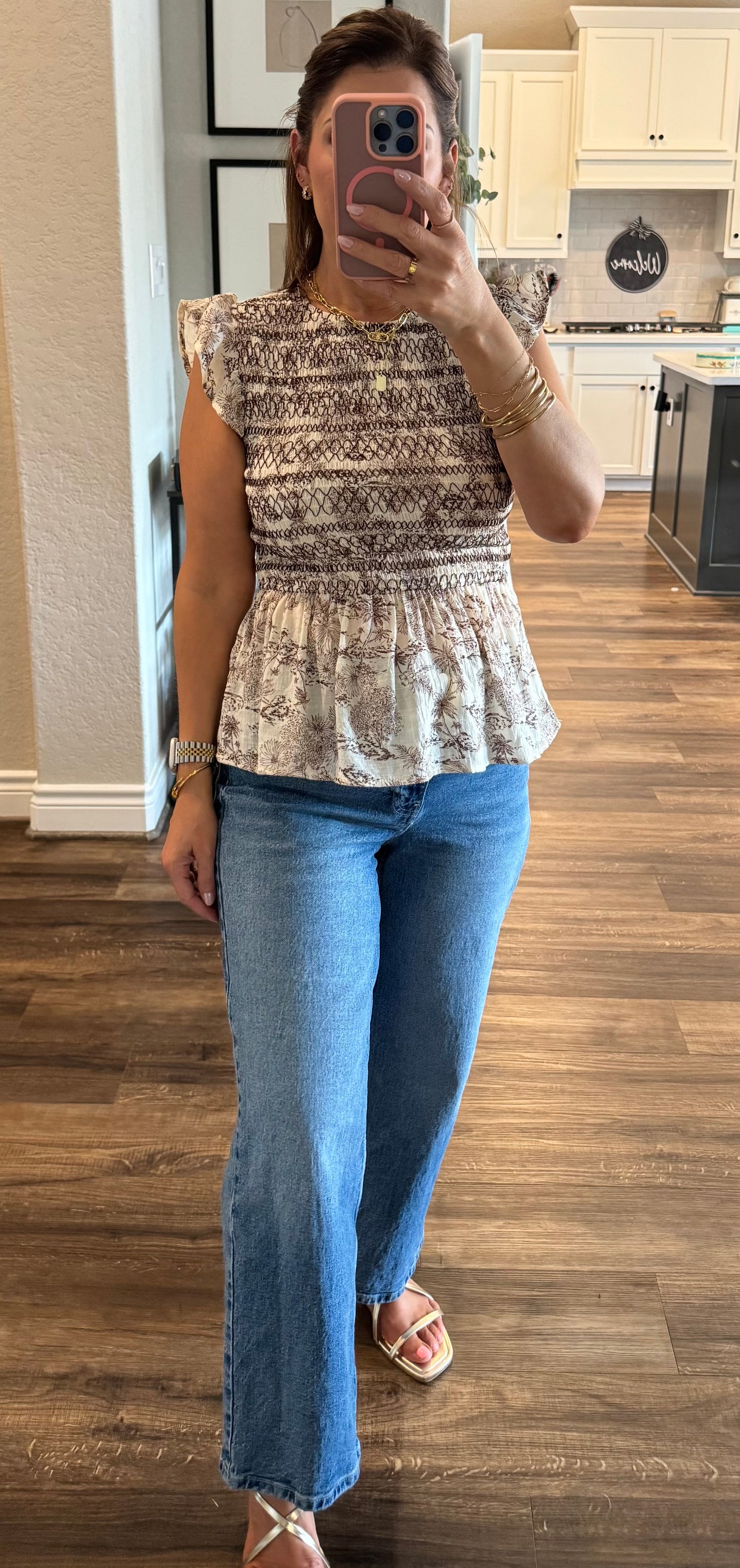 Palm Smocked Blouse