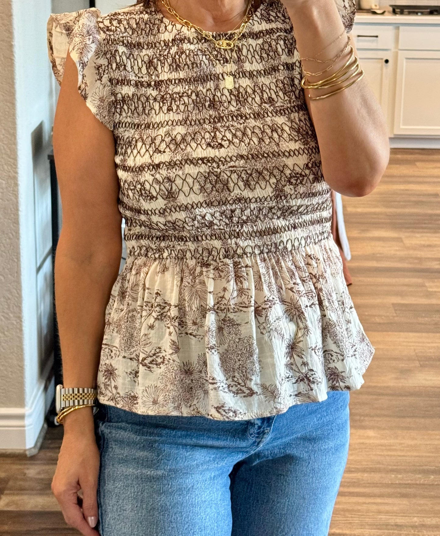 Palm Smocked Blouse