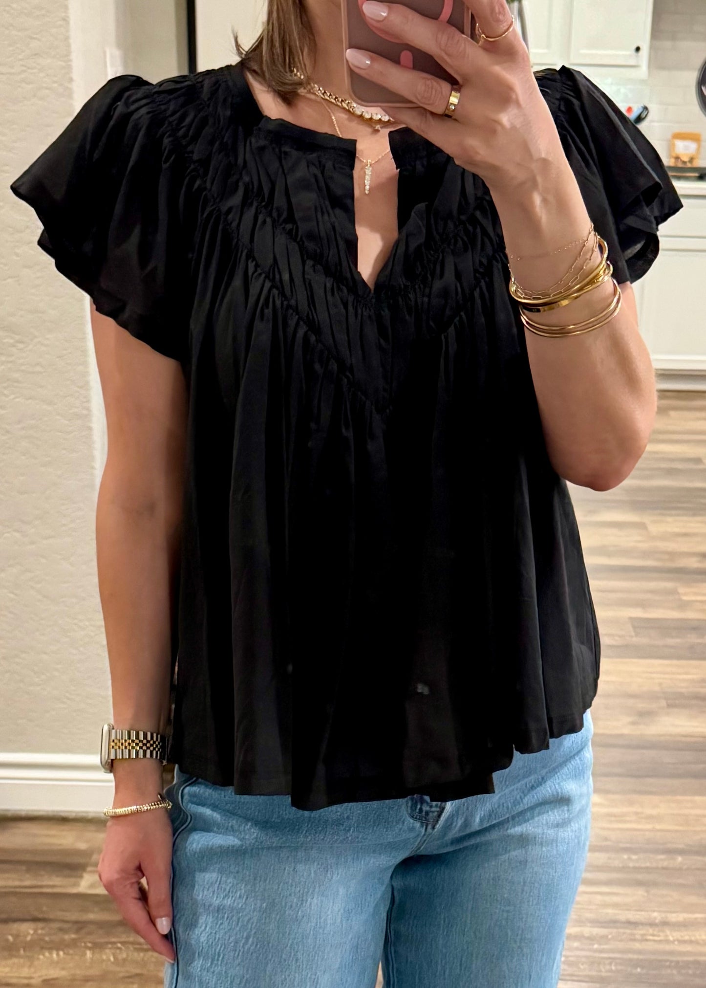 Elle Flutter Sleeve Blouse