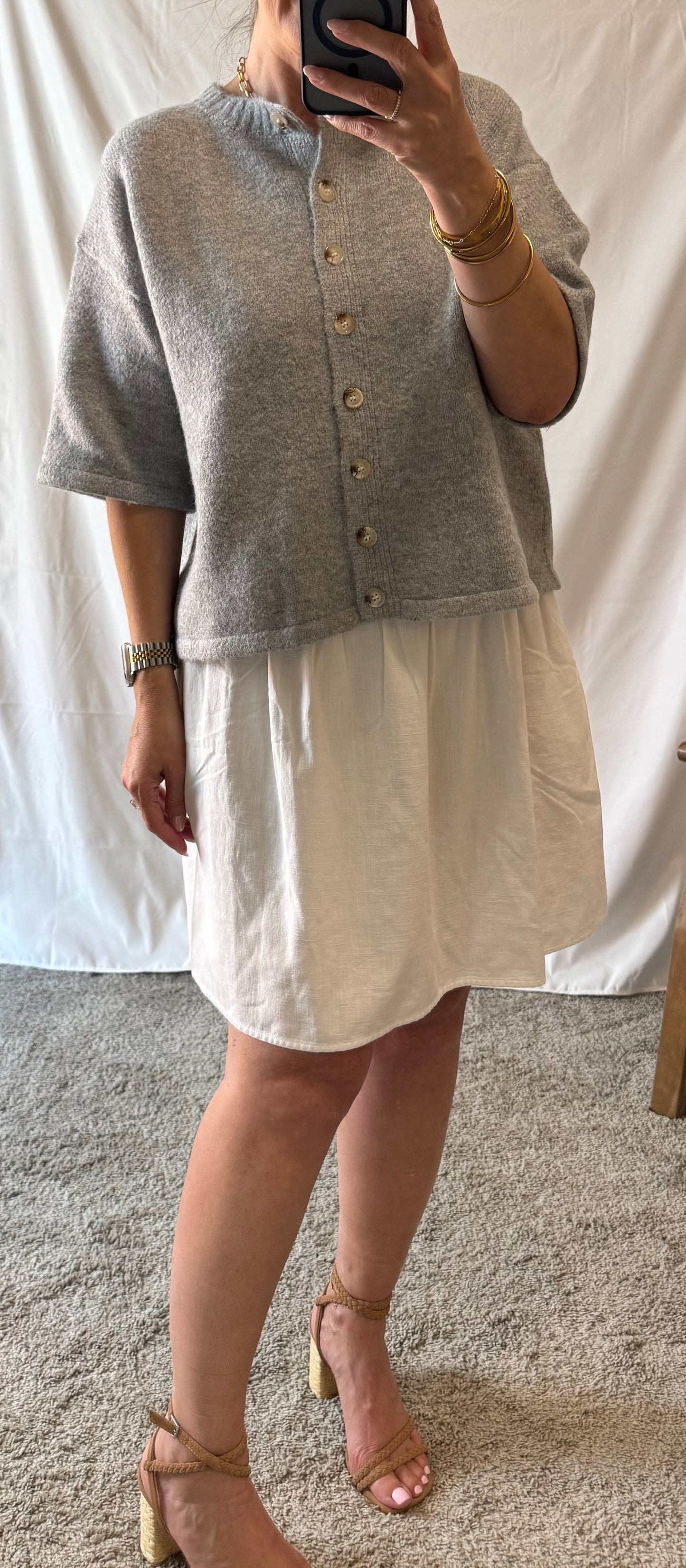 Ashlyn Brushed 1/2 Sleeve Button Sweater
