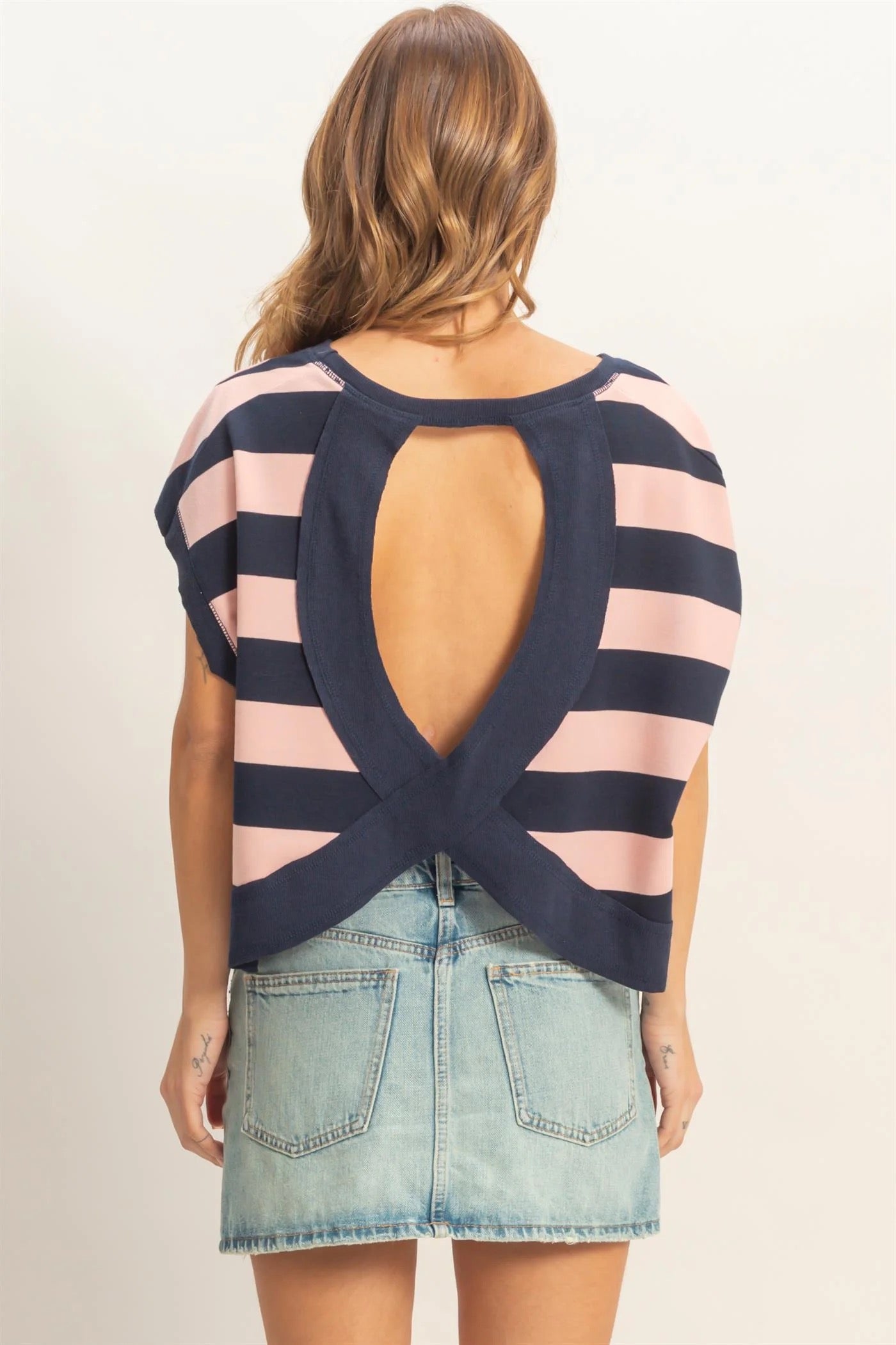 Buzz Striped Boxy Crew Neck Top *Not Included in Sale*