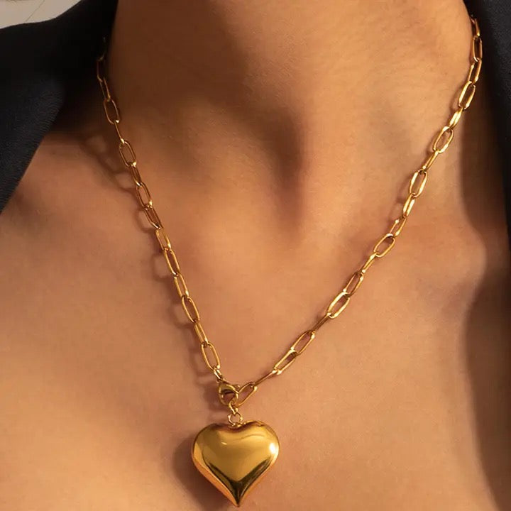 Paris Large Heart Chain Necklace