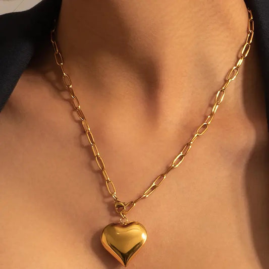 Paris Large Heart Chain Necklace