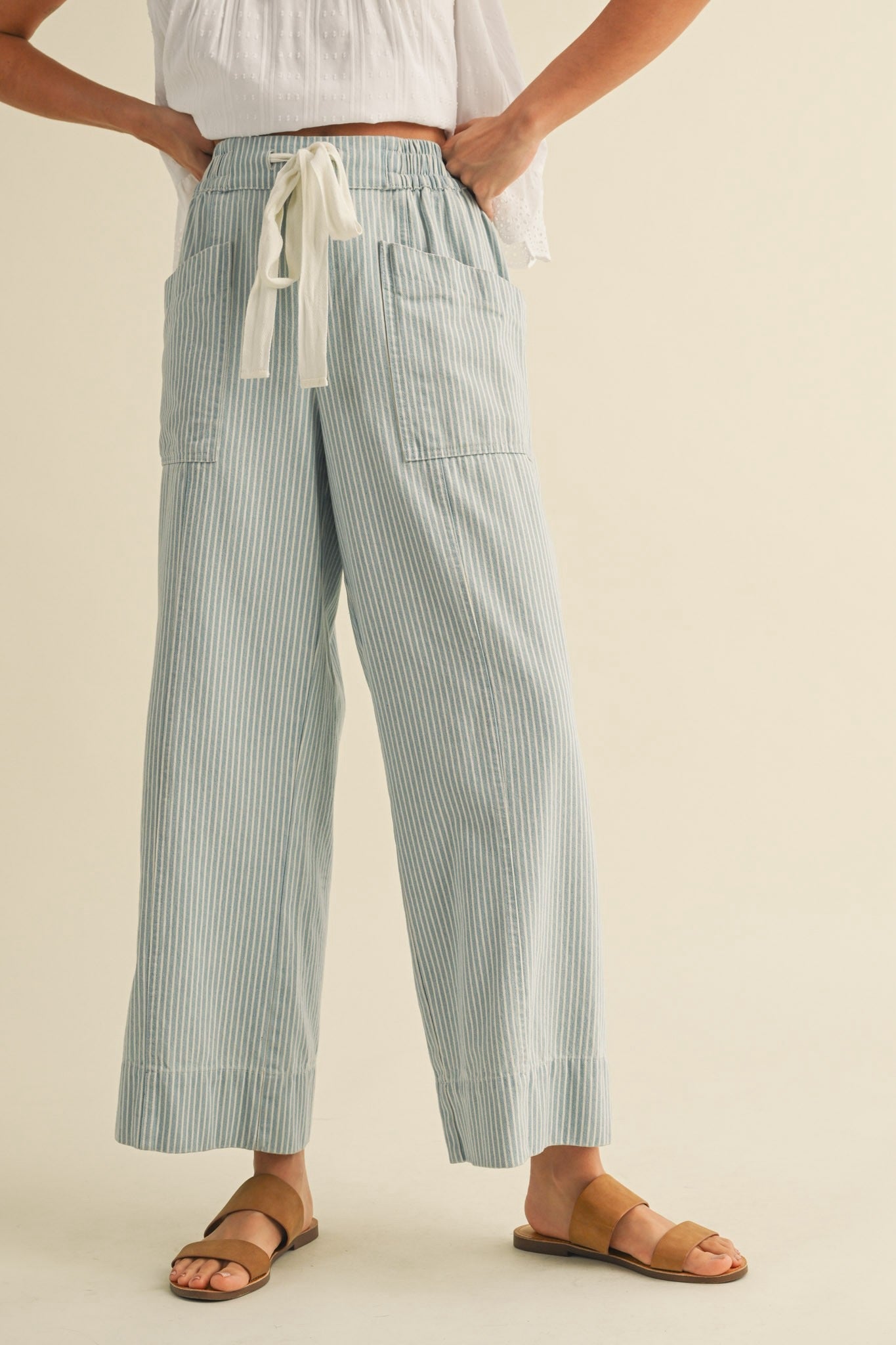Dazed Striped Wide Leg Cropped Pants