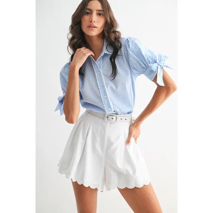 Vallow Blue Stripe Blouse