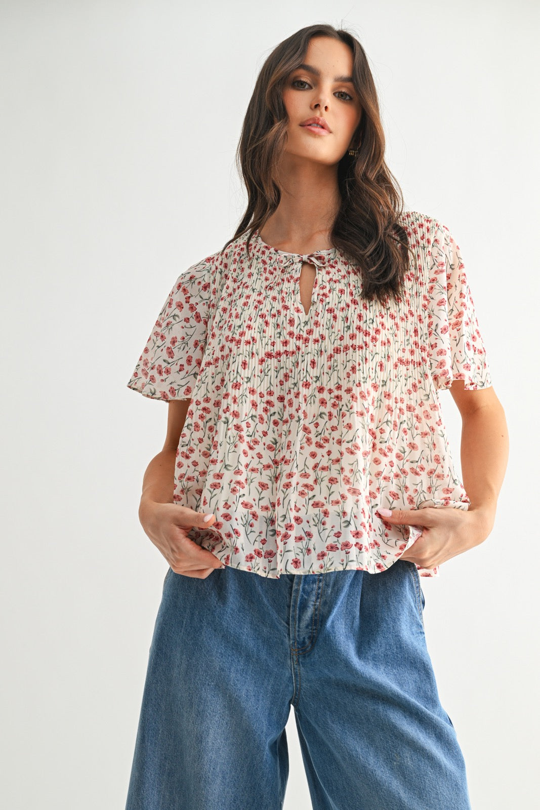 Rosie Floral Pleated Blouse