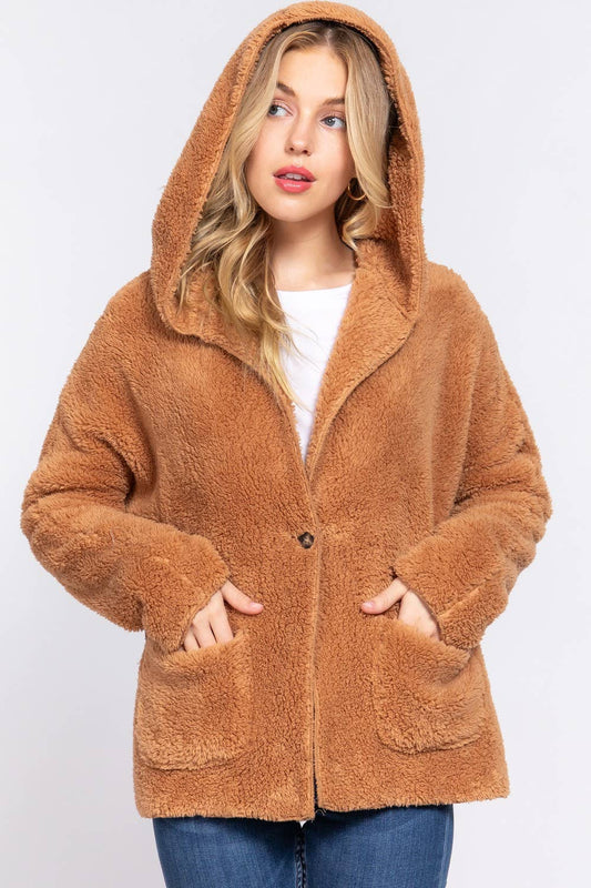 Teddy Hoodie Sherpa Jacket