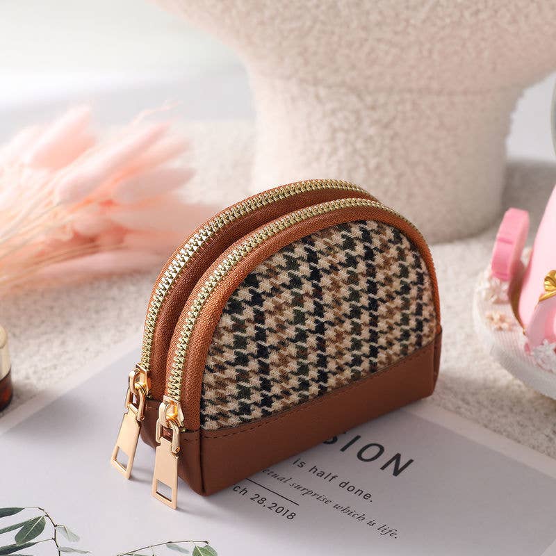 Houndstooth Zipper Purse