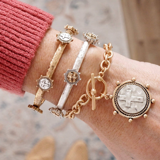 Cross Coin Chain Bracelet