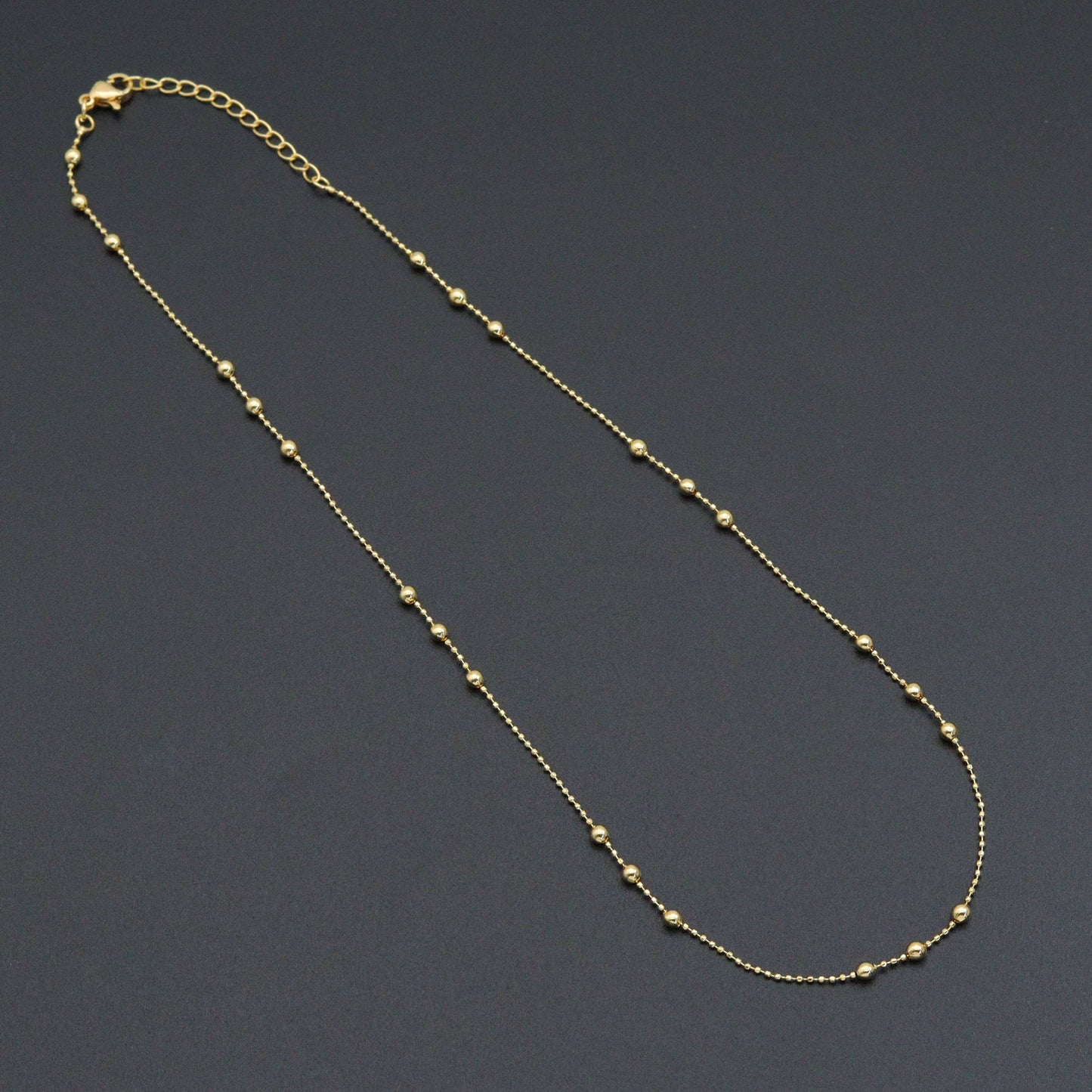 Dainty Gold ball Chain Adjustable Necklace