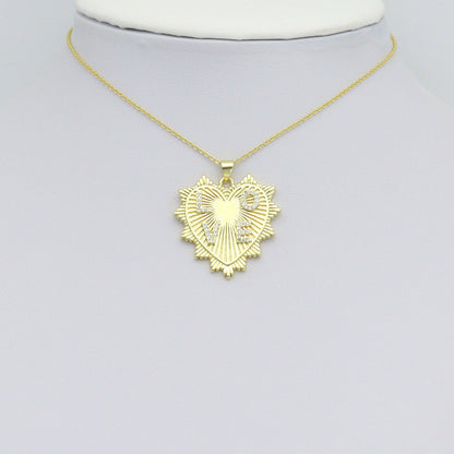 Clear CZ Gold Love On Heart Shape Charm Pendant