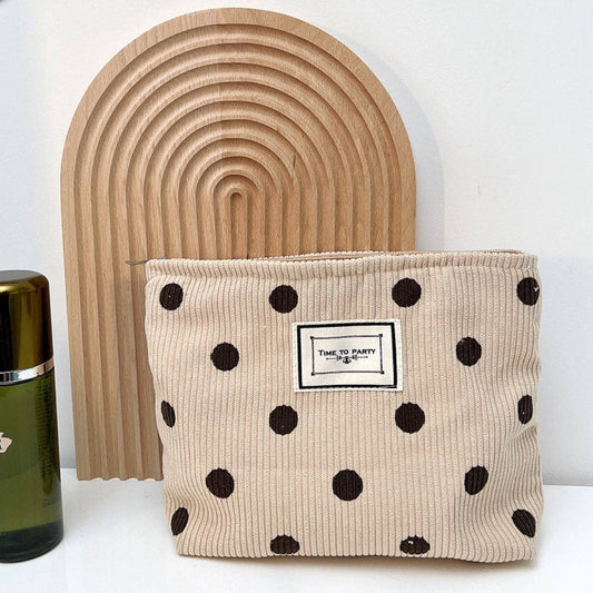 Polka Dot Corduroy Makeup Bag