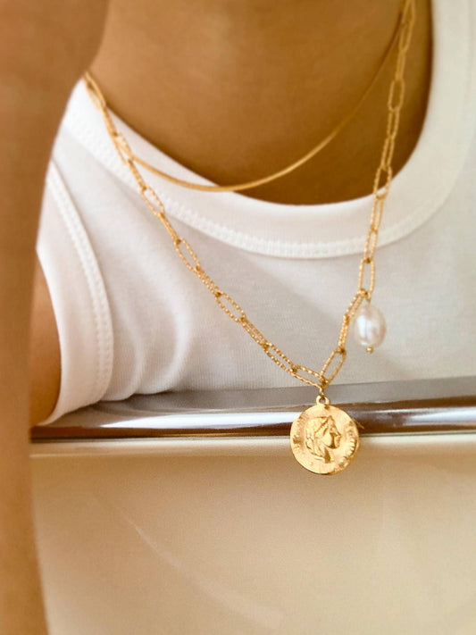 Isaline Gold Coin Chain Necklace