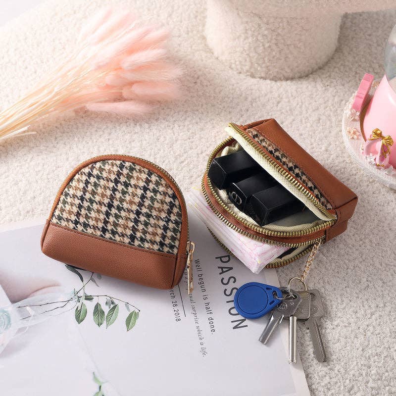 Houndstooth Zipper Purse
