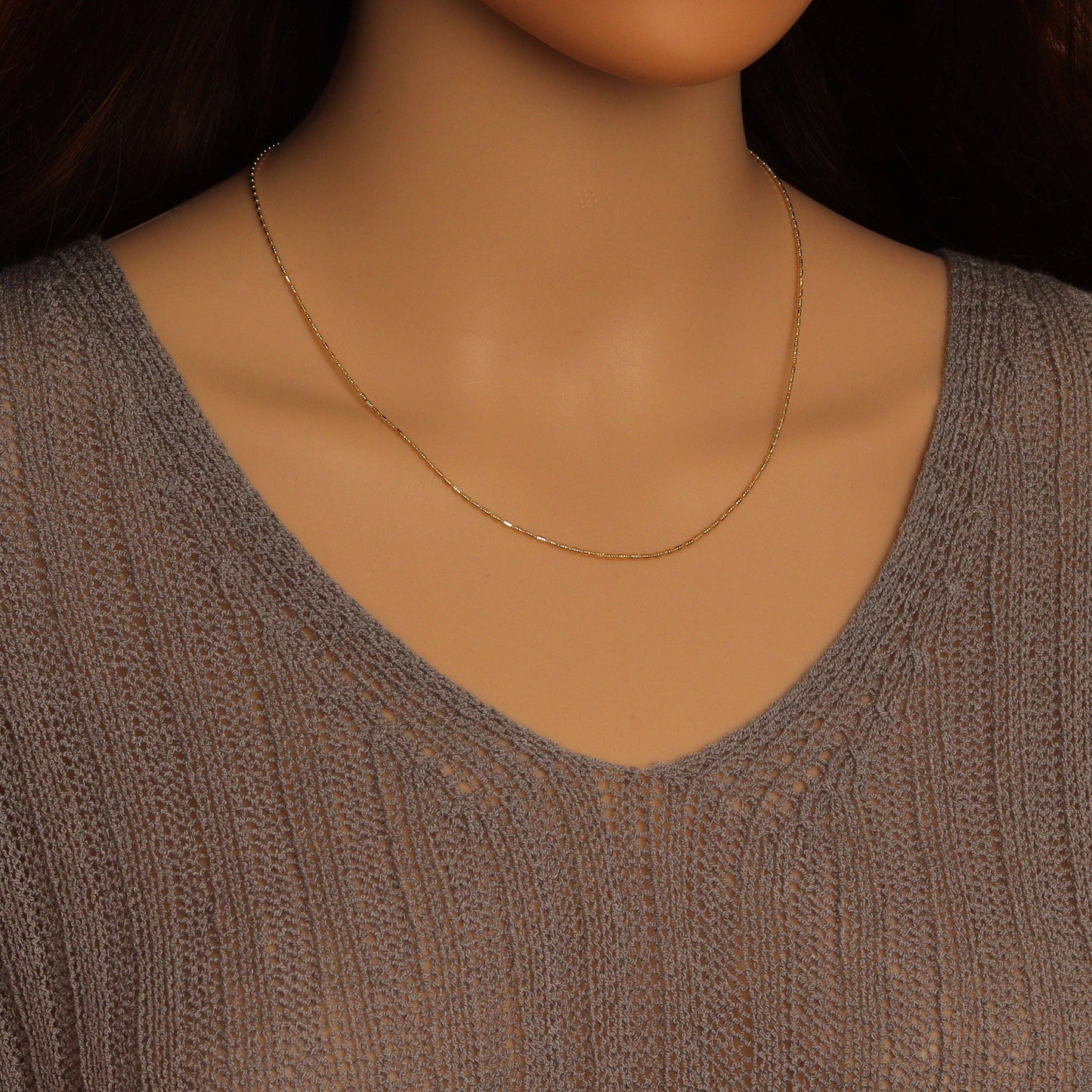 Gold Dainty Bar Link Chain Adjustable Necklace