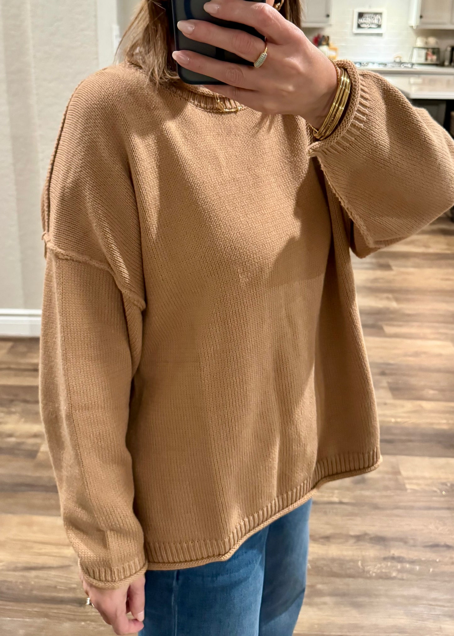 Stone Raw Edge Sweater