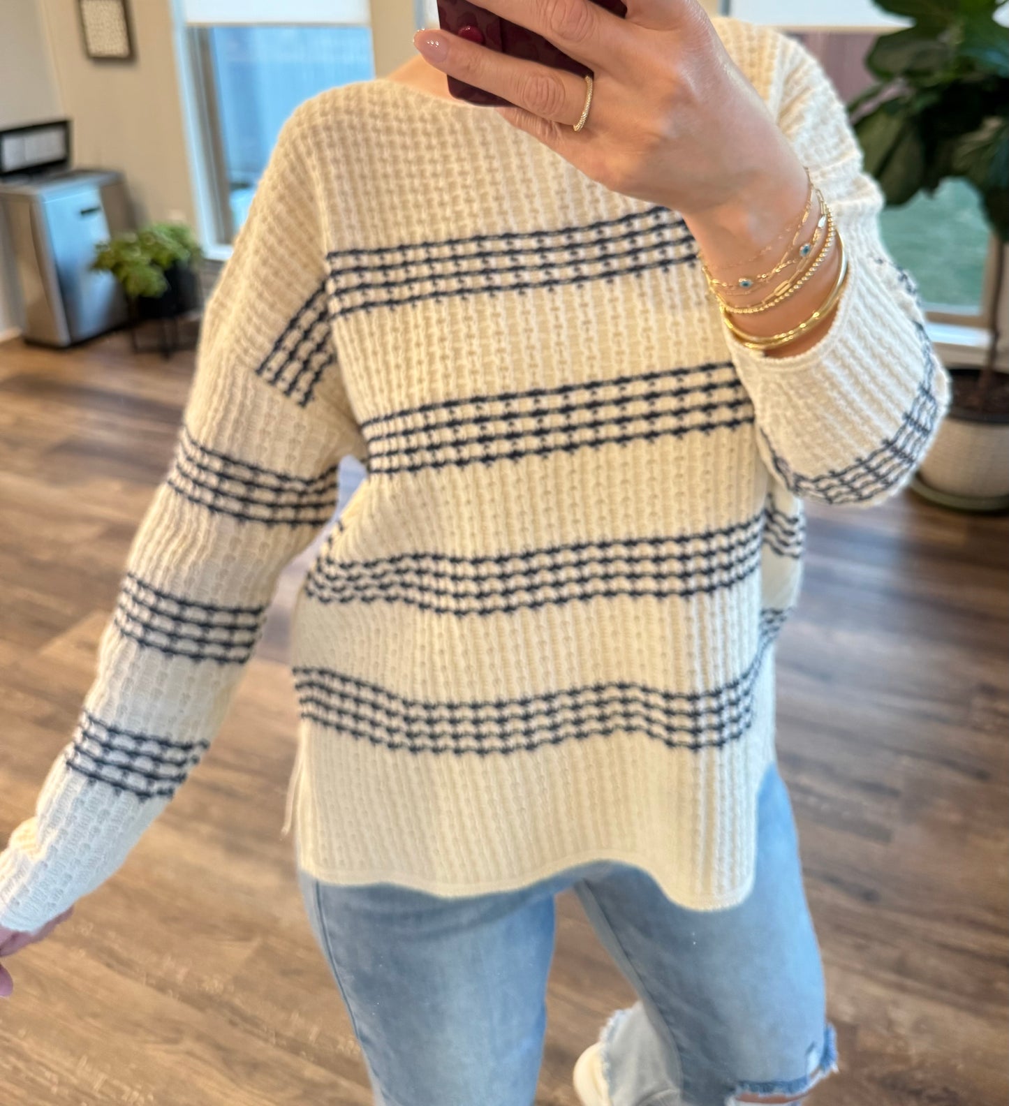 Jess Oversized Chunky Knit Striped Sweater