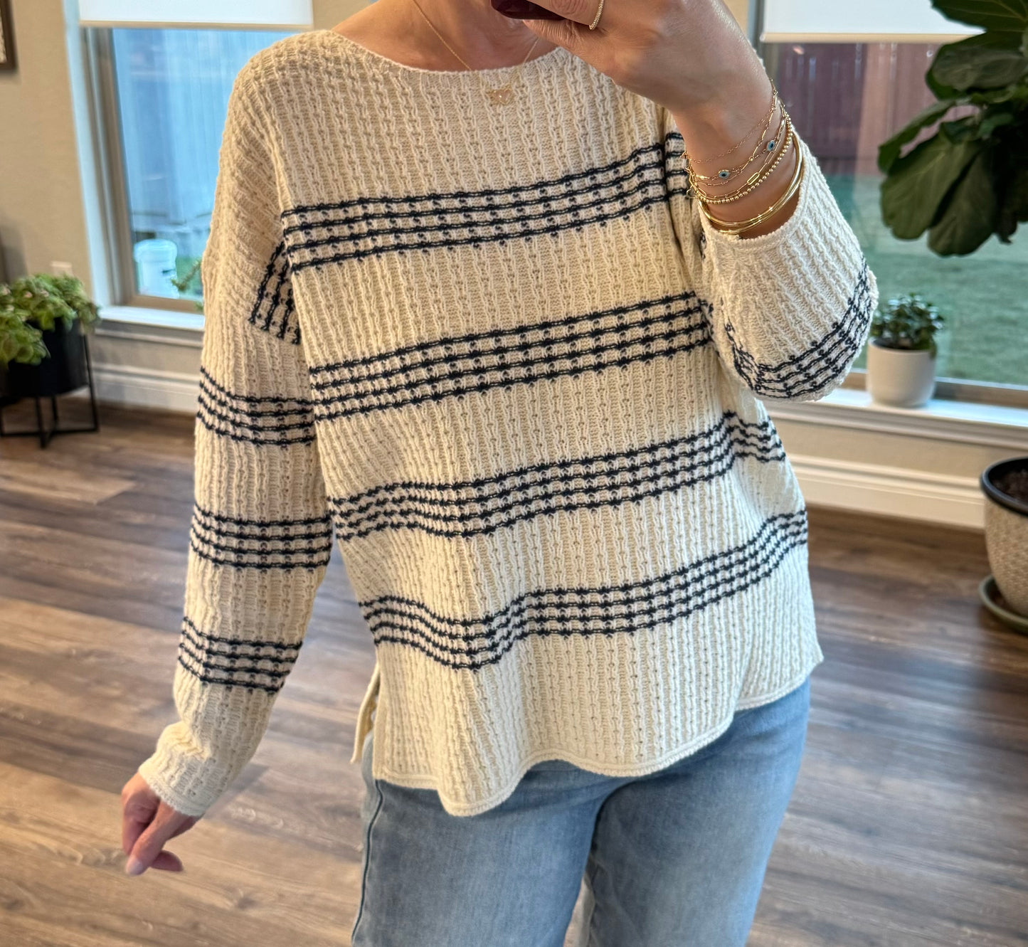 Jess Oversized Chunky Knit Striped Sweater