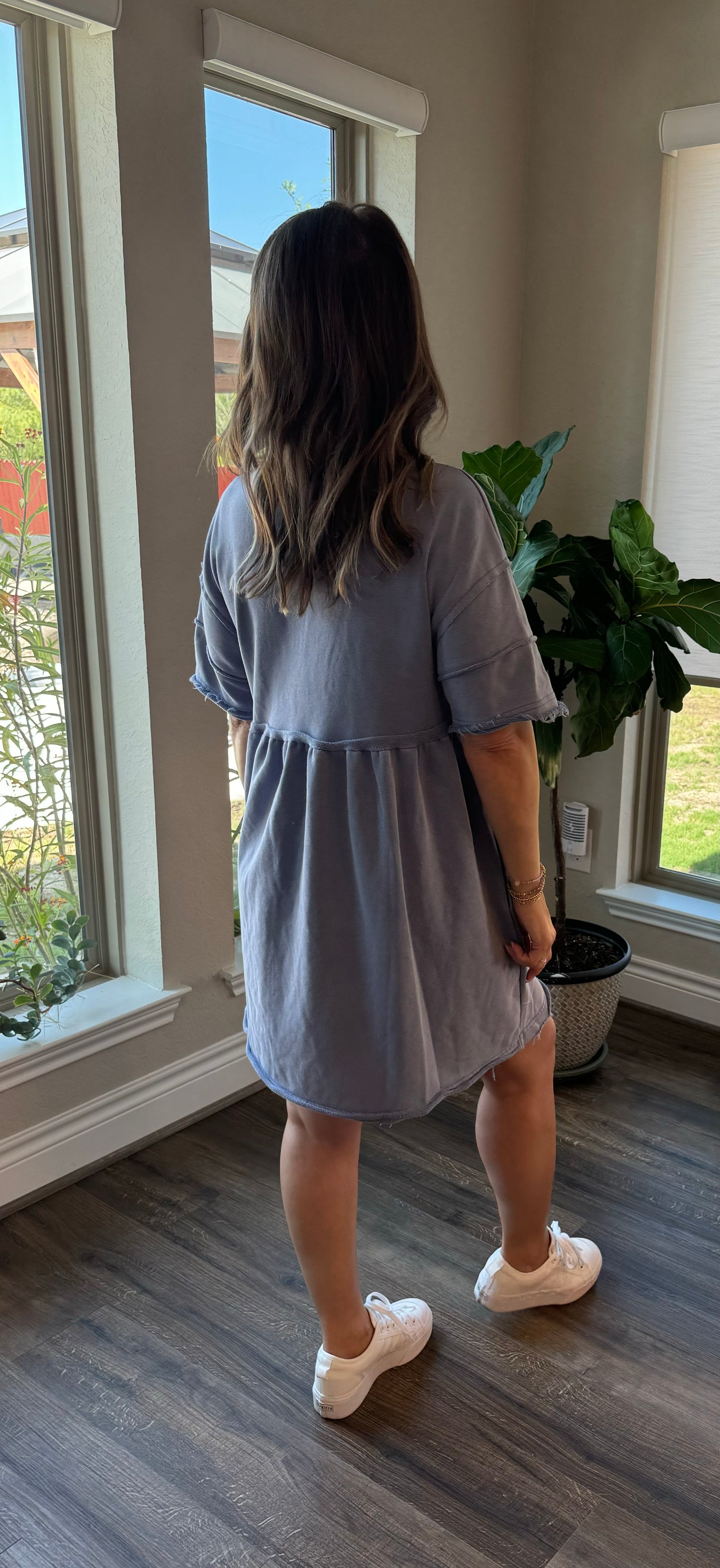 Emma Short Sleeve Dress/Washed Denim/FINAL SALE